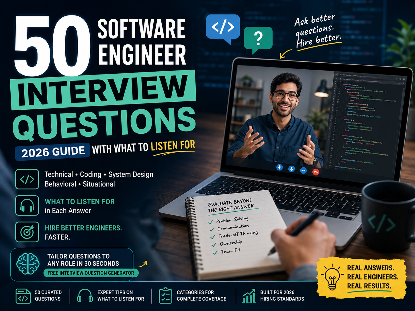 50 Software Engineer Interview Questions (2026 Guide with What to Listen For)